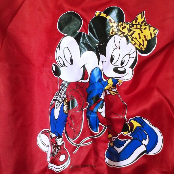 Vintage 80s Nasco Bomber Jacket Youth(10/12) Walt Disney Mickey Minnie Red Satin - Picture 10 of 16